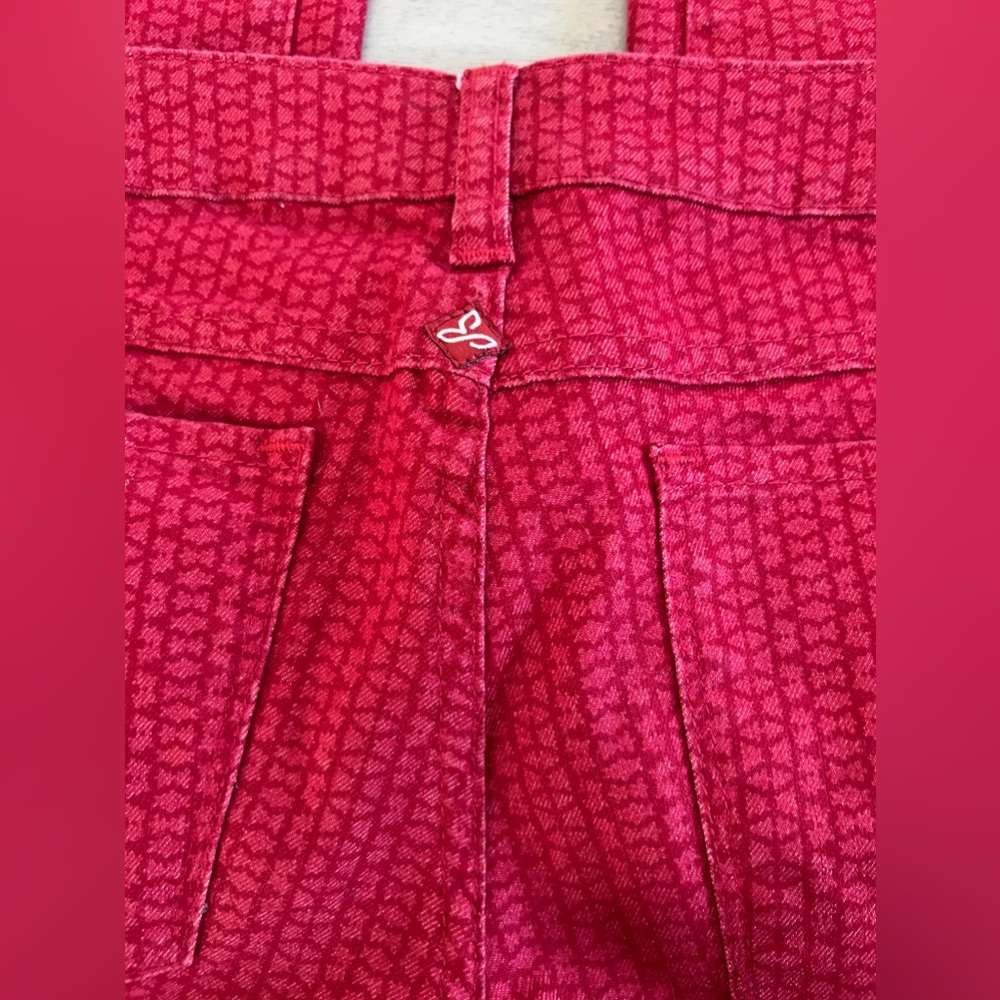 PRANA KARA Organic Cotton Red Patterned Ankle Skinny Jeans Size 0/25 30x28 - Picture 5 of 7